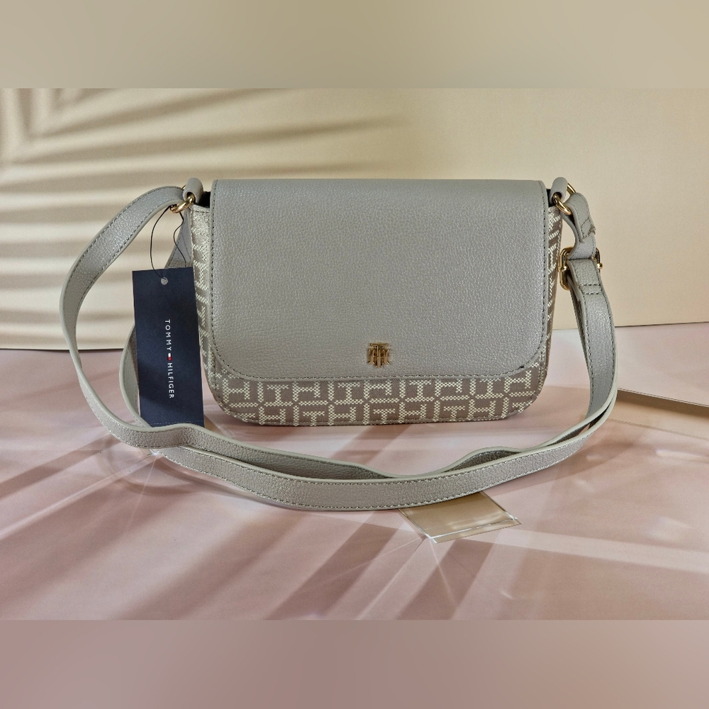 Tommy Hilfiger Gray & Khaki Crossbody Bag